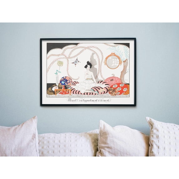 Vintage Minhuit Poster George Barbier Art Deco Fashion Plate Wall Art, Stretched Canvas 16x20in