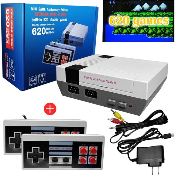 Vintage Mini Anniversary Portable Leisure Gear Built-In 620 Classic Footage, Dual Controllers, AV Output For Home & Portable Use