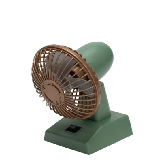 Sourcingbay 4 Inch Vintage Mini Desk Fan, Retro Portable USB, Powerful Airflow, Green Brown