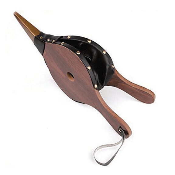 Vintage Mini Hand Bellow Dark Brown Fireplace Blower Traditional Stove Fire Lighter Fan for Home DIY Fireside Acessories