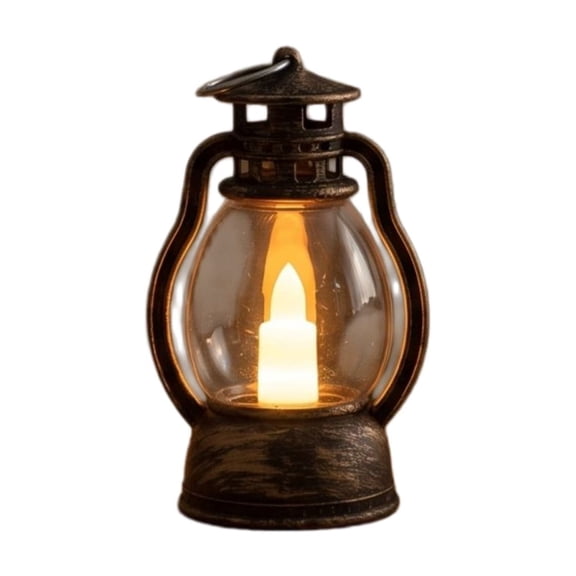 Vintage Mini LED Candle Lantern, Battery Operated Small Hurricane Table Lamp, Warm Glow Decorative Night Light for Holiday Shelf Window Home Tabletop Decoration