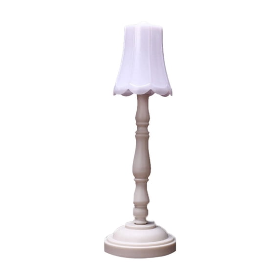 Vintage Mini LED Night Light, Retro Pleated Bedside Table Lamp with Eye Protection, Portable Ambient Light for Reading, White