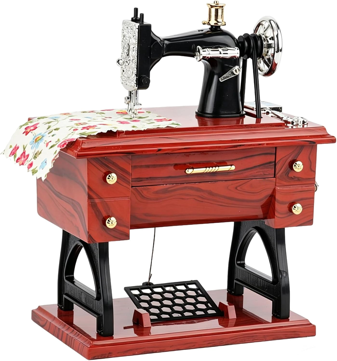 Vintage Mini Sewing Machine Music Box, Musical Sewing Machine, Table Desk Home Decoration, for Mom, Wife, Grandma, Friends, Quilters, Sewing Lovers Christmas Anniversary Birthday Gifts (Large)