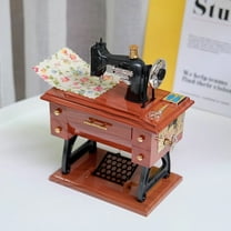 Vintage Mini Sewing Machine Style Mechanical Collectible Box | Realistic Table Decor | Mahogany Finish | Sound Feature | Birthday Christmas Gift | 12x8x16cm