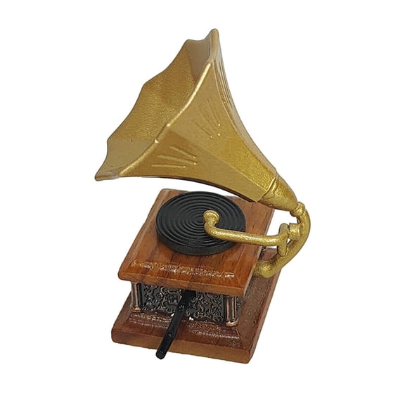 Vintage Miniature Dollhouses Phonograph Figurine for Lover of Antique Aesthetic and Distinctive Decors