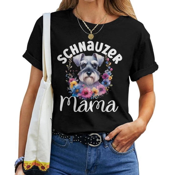 Vintage Miniature Schnauzer Mama T-Shirt, Dog Lover Mother's Day Shirt, Trendy and Stylish Women's Tee, Perfect Gift for Schnauzer Moms and Dog Enthusiasts