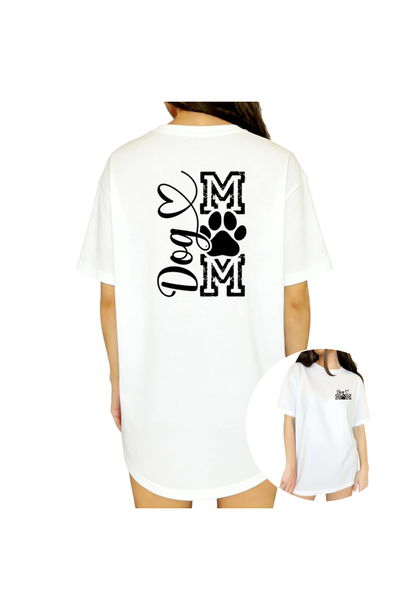 Vintage Minimal Dog Mom Graphic Tees White S-5XL Casual Pet Parent Shirts Print Tshirt Tops