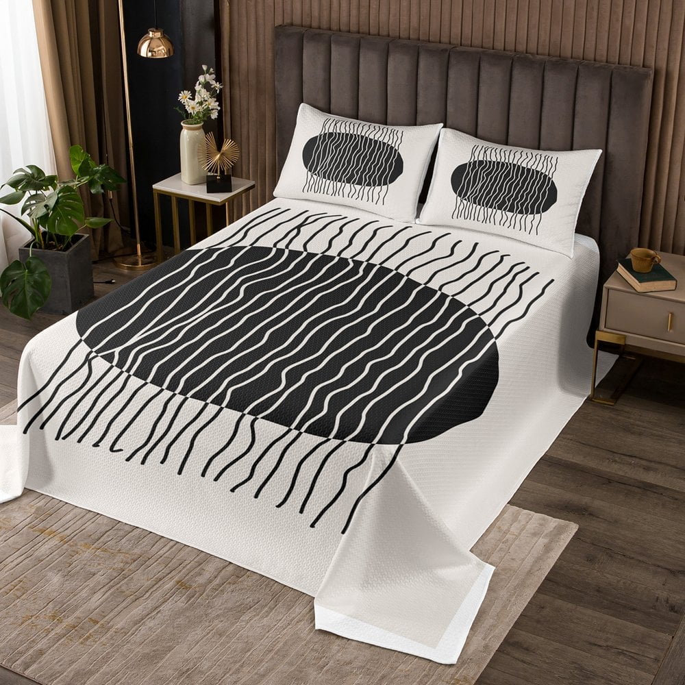 Vintage Minimalism Bedspread Queen Size Mid Century Quilt Set ...