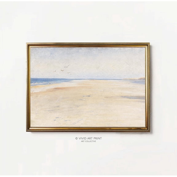 Vintage Minimalist Coastal Wall Art, Calm Beach Muted Seascape Home Decor, Vivid Art Print Ma-433 Wall Art, Modern Wall Decor, 24x36 UNFRAMED