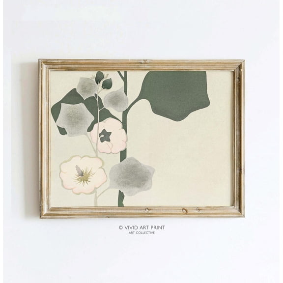 Vintage Minimalist Floral Wall Art, Muted Botanical Home Decor Art Nouveau, Vivid Art Print Hn-541 Wall Art, Modern Wall Decor, 24x36 UNFRAMED