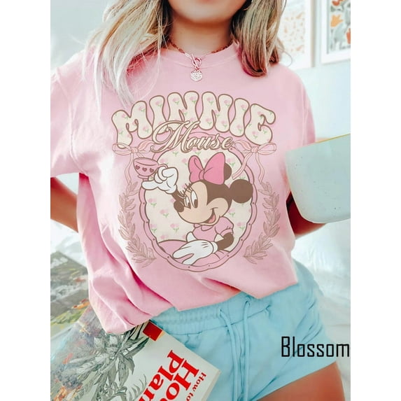 Vintage Minnie Mouse Pink Tea Shirt, Minnie est. 1928 Shirt, Disney Girl Birthday Shirt,Disneyland Shirt, Disney World Shirt
