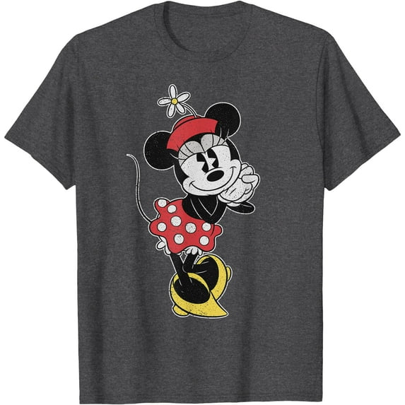 Vintage Minnie Mouse Sweetheart Pose DTG Print Unisex T-Shirt,Dark Heather Grey Color,Size XL