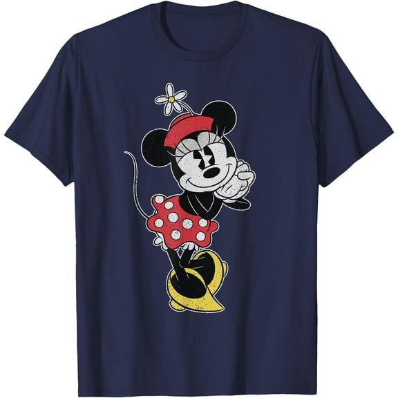 Vintage Minnie Mouse Sweetheart Pose DTG Print Unisex T-Shirt,Navy Color,Size M