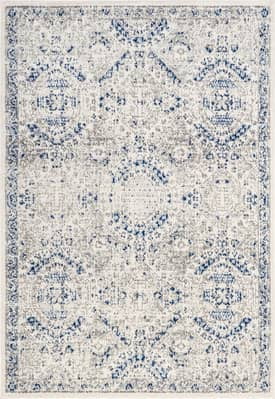Vintage Blue and Off-White Medallion Synthetic Area Rug