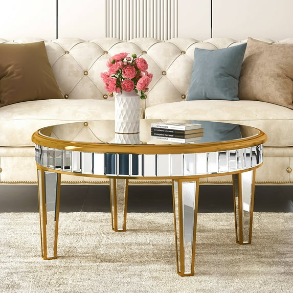 SHYFOY Medium Density Fiberboard Coffee Table, Gold