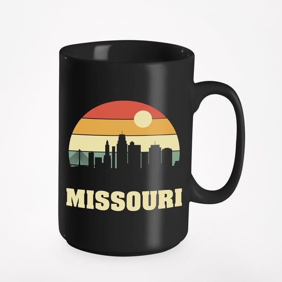 Vintage Missouri State Skyline Cup, Black 15oz Ceramic Mug