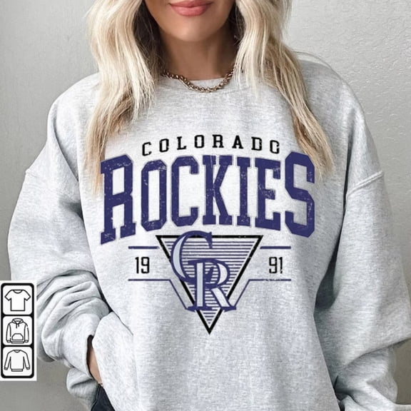 Vintage MLB 90s Colorado 1991 Sweatshirt, Rockies Baseball Shirt, Vintage Baseball Fan Shirt, Ash Color