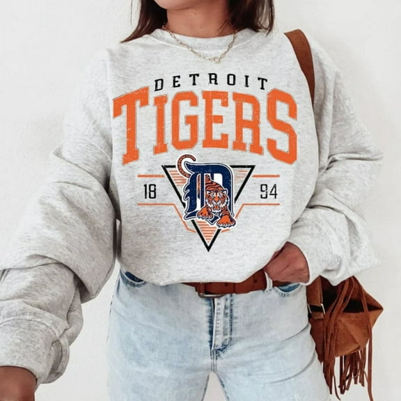 Vintage Mlb 90s Detroit Sweatshirt, Tigers Shirt, Baseball Unisex,Ash Color,Size L