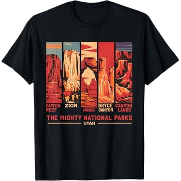 Vintage Moab Souvenir Big 5 Utah Mighty Five National Park T-Shirt