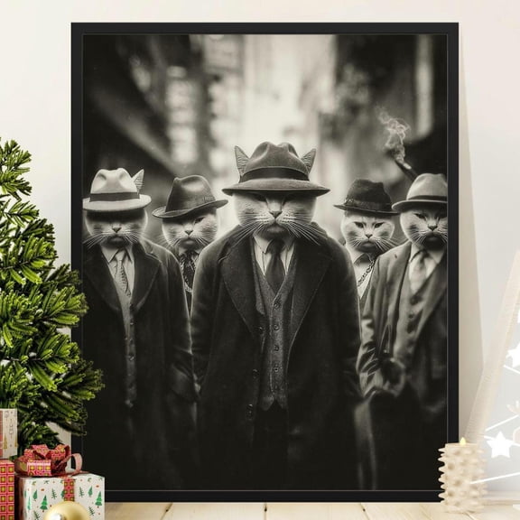 Vintage Mobster Cats Art Dapper Gangster Kitty Wall Art Poster