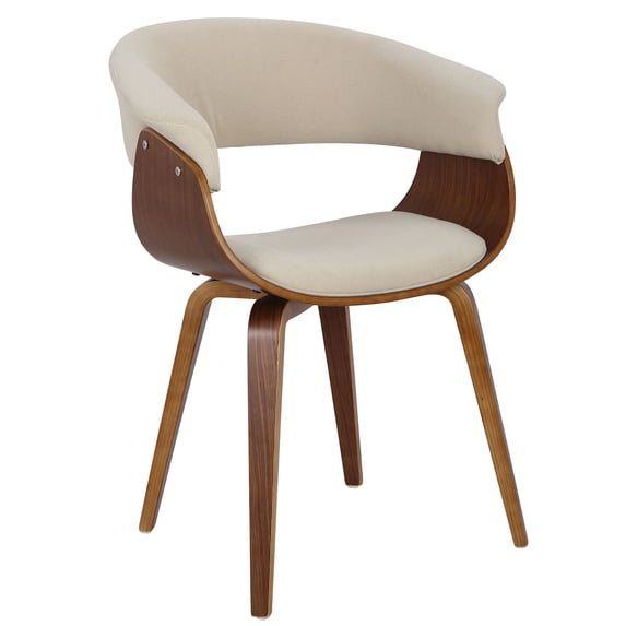 Vintage Mod Mid-Century Modern Dining/Accent Chair in Walnut and Cream by LumiSource