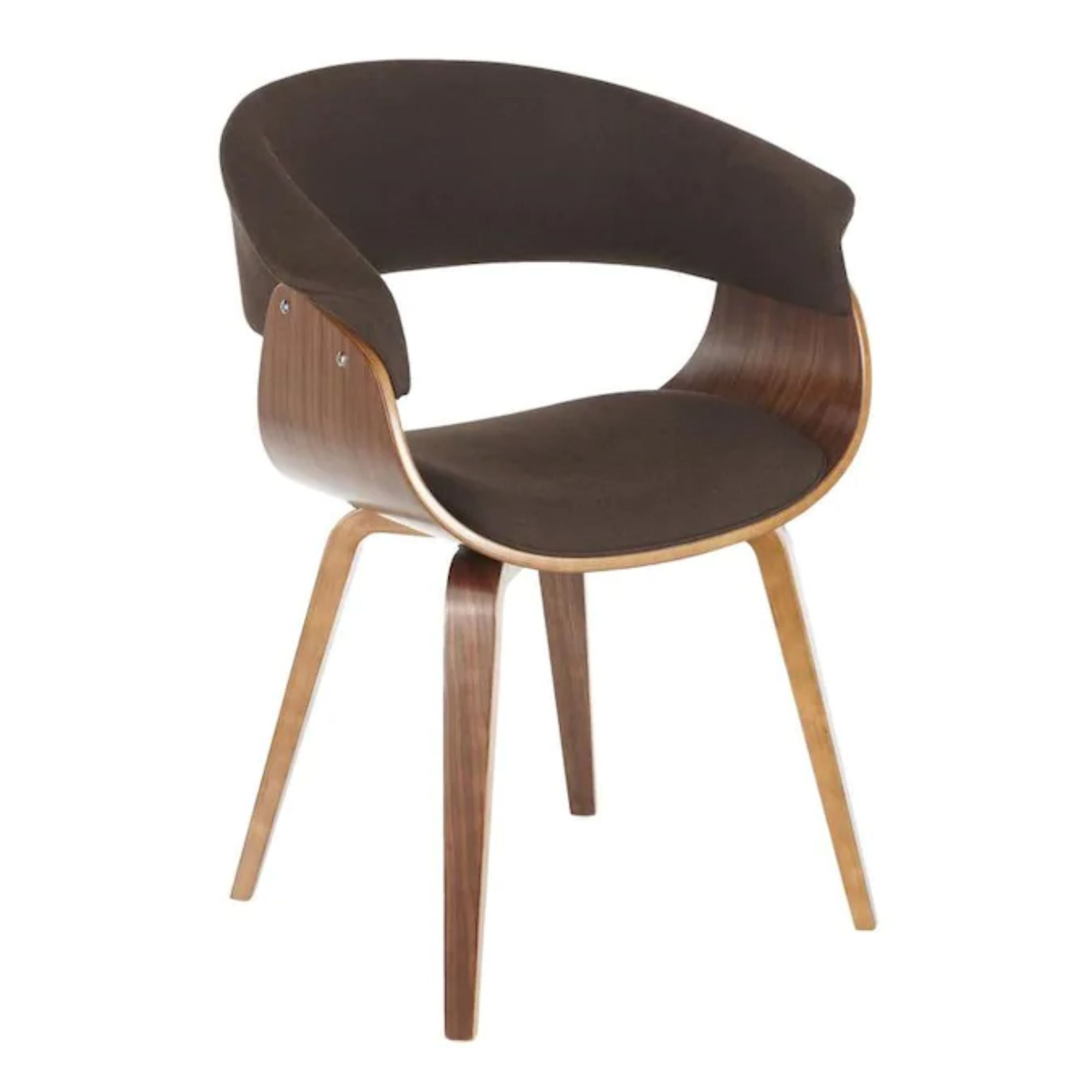 Mid-Century Modern Walnut Brown Upholstered Side Chair 21"