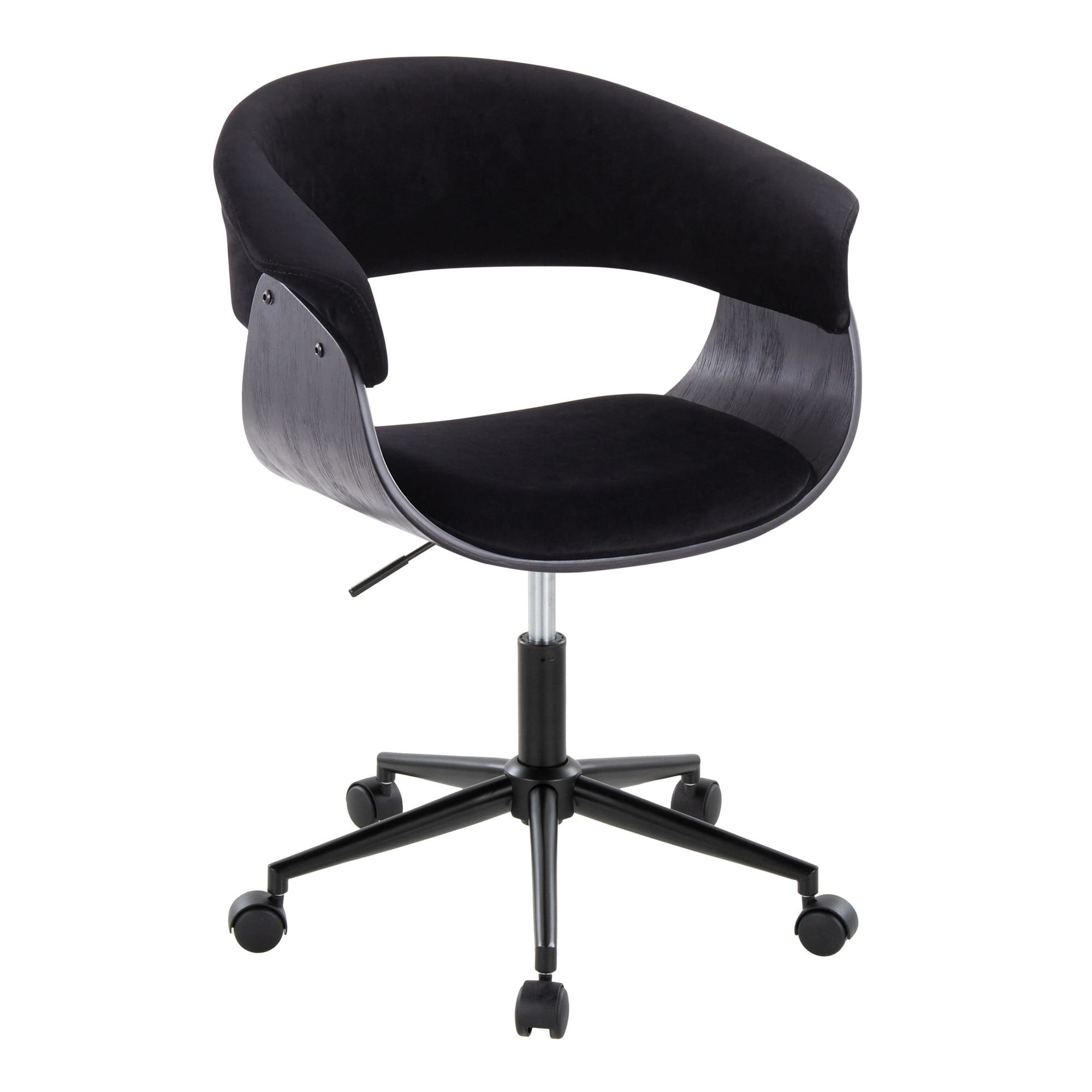 Black Velvet and Metal Swivel Office Chair