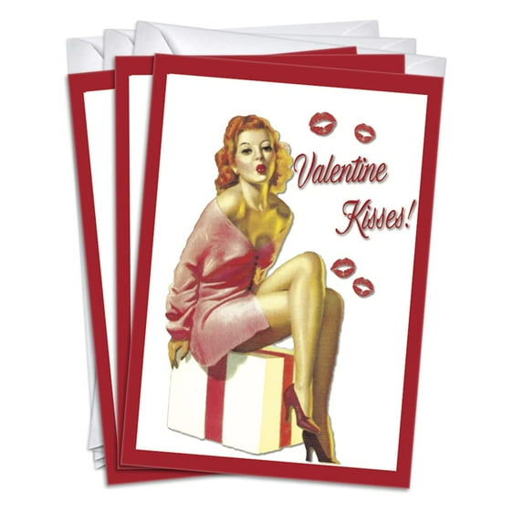 Vintage Model Lips Valentines/Galentines Day Greeting Cards | 3 Pack Set (5x7)