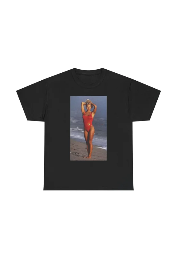 Vintage Model Pamela Anderson Baywatch Beach Graphic Design Cotton Unisex T-Shirt, up to size 5XL