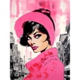 thumbnail image 1 of Vintage Model in Downtown Street Retro Pink Large Wall Art Poster Print Thick Paper 18X24 Inch, 1 of 3