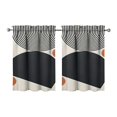 thumbnail image 1 of Vintage Modern Abstract Geometric Lines Boho Tier Cafe Curtains for Bathroom Living RV Rod Pocket Window Drapes 36 Inch 2 Panels Set 28"x36" 2 Panels Window Treatment Tiers, 1 of 4