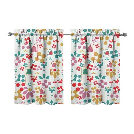 Vintage Modern Abstract Geometric Lines Boho Tier Cafe Curtains for Bathroom Living RV Rod Pocket Window Drapes 36 Inch 2 Panels Set 28"x36" 2 Panels Window Treatment Tiers