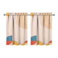 thumbnail image 1 of Vintage Modern Abstract Geometric Lines Boho Tier Cafe Curtains for Bathroom Living RV Rod Pocket Window Drapes 36 Inch 2 Panels Set 28"x36" 2 Panels Window Treatment Tiers, 1 of 4