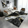 thumbnail image 1 of Vintage Modern Abstract Marble Pattern Area Rugs, Black Grey Gold Carpet For Living Room Bedroom Soft Rug Home Office Floor Runners Rug 5' x 6', 1 of 6