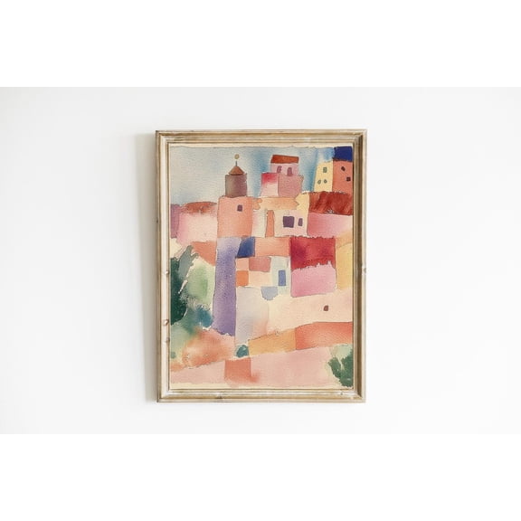 Vintage Modern Pastel Cityscape Boho Art Print Poster Vintage Folk Art Aesthetic Vintage Modern Art Timeless Modern Decor Poster E871, Unframed Poster Size 8x12 F03.1.18l1119