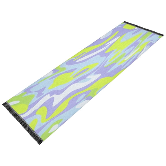 Vintage Modern Runner Rug,Non Slip Machine Washable 72"x23.5" Polyester Material Pet-Friendly Durable,Applicable to Entryway Rug Living Room Rug Aquamarine Blue and Lime Yellow