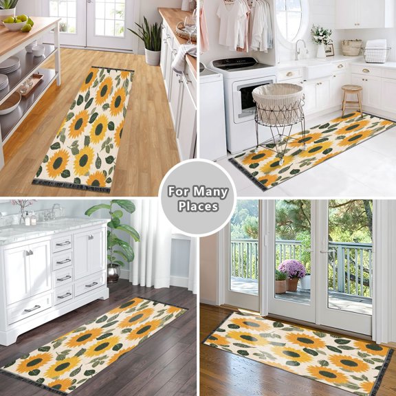 Vintage Modern Runner Rug,Non Slip Machine Washable 72"x23.5" Polyester Material Pet-Friendly Durable,Applicable to Entryway Rug Living Room Rug Clip Art Color Scheme