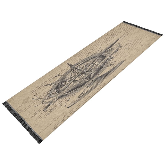 Vintage Modern Runner Rug,Non Slip Machine Washable 72"x23.5" Polyester Material Pet-Friendly Durable,Applicable to Entryway Rug Living Room Rug Hand Drawn Celestial Globe