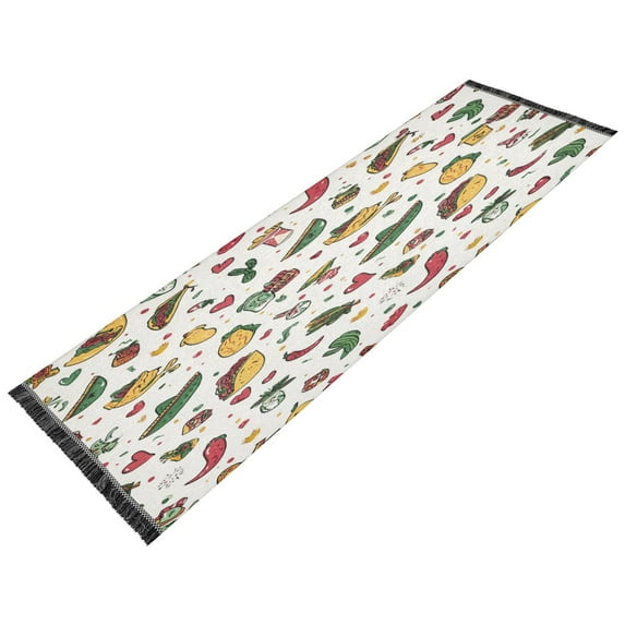 Vintage Modern Runner Rug,Non Slip Machine Washable 72"x23.5" Polyester Material Pet-Friendly Durable,Applicable to Entryway Rug Living Room Rug Mexican Cartoon Style