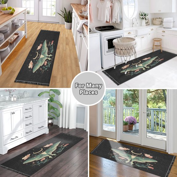 Vintage Modern Runner Rug,Non Slip Machine Washable 72"x23.5" Polyester Material Pet-Friendly Durable,Applicable to Entryway Rug Living Room Rug Mysterious Pattern