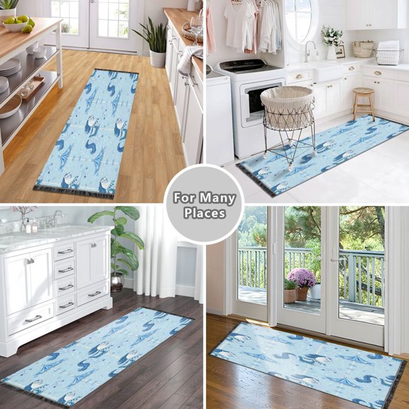 Vintage Modern Runner Rug,Non Slip Machine Washable 72"x23.5" Polyester Material Pet-Friendly Durable,Applicable to Entryway Rug Living Room Rug Trojan Horse Pattern