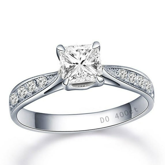 Vintage Moissanite Diamond Wedding Ring 1.50 Carat Princess Cut Engagement Ring On 10K White Gold