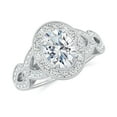 thumbnail image 1 of Vintage Moissanite Engagement Ring in Sterling Silver/ White Gold Plated Engraved Twisted Promise Wedding Band Ring April Birthstone Jewelry, Ring Size 10, 1 of 1