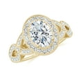 thumbnail image 1 of Vintage Moissanite Engagement Ring in Sterling Silver/ Yellow Gold Plated Engraved Twisted Promise Wedding Band Ring April Birthstone Jewelry, Ring Size 10, 1 of 1