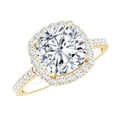 thumbnail image 1 of Rosec Jewels Vintage Moissanite Engagement Ring with Accent - 8 mm Cushion Cut Moissanite 3 Carat - D-VS1 Grade, 18K Yellow Gold, US 9.00, 1 of 8