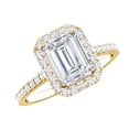 thumbnail image 1 of Rosec Jewels Certified Moissanite Emerald Cut Engagement Ring 2 Carat - Moissanite Halo Ring (6X8 mm, D-VS1 Quality), 14K Yellow Gold, US 12.50, 1 of 8
