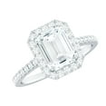 thumbnail image 1 of Rosec Jewels Certified Moissanite Emerald Cut Engagement Ring 2 Carat - Moissanite Halo Ring (6X8 mm, D-VS1 Quality), 18K White Gold, US 9.50, 1 of 9