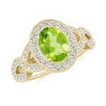 thumbnail image 1 of Vintage Moissanite Peridot Engagement Ring in Sterling Silver/ Yellow Gold Plated Engraved Twisted Promise Wedding Band Ring August Birthstone Jewelry, Ring Size 8, 1 of 1