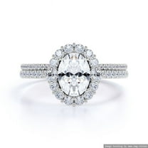 Vintage Moissanite Ring 1.55 ct Oval Cut & Diamond Flower Halo Bridal Set925 Sterling Silver (Solid) Ring Size - 4 US