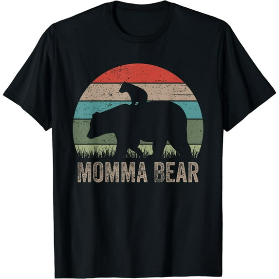Vintage Momma Bear Funny Mothers Day T-Shirt Black 3X-Large